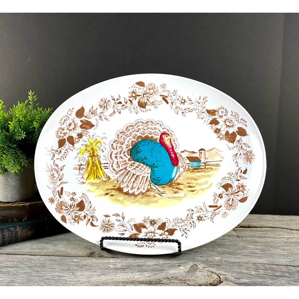 Large Melamine‎ Melmac Turkey Platter Royal Nottingham Northern Thanksgiving
